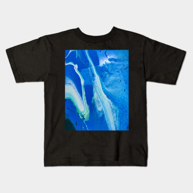 Ocean Themed Acrylic Pour Painting Kids T-Shirt by dnacademic